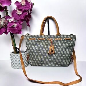 Vintage Dooney & Bourke Small Tulip Tassle Tote w/ Removable Crossbody Strap